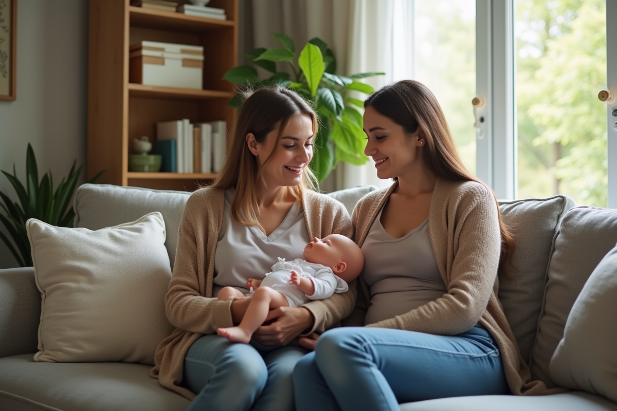 Consultante en allaitement montrant une position d