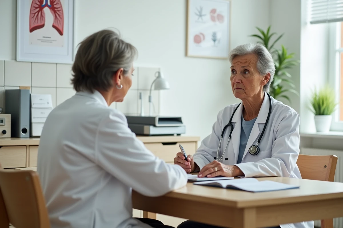 Consultation médicale pour une toux persistante après la grippe ou la Covid chez un médecin généraliste