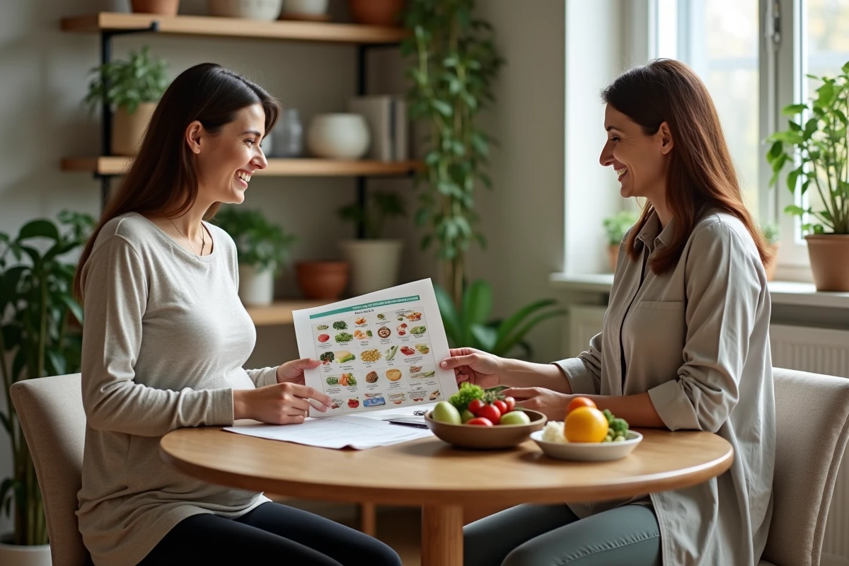 Consultation entre une femme enceinte et une nutritionniste