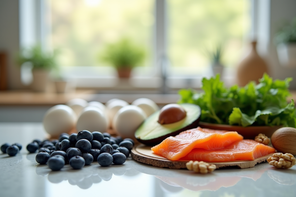 Cuisine moderne avec aliments pour booster le cerveau