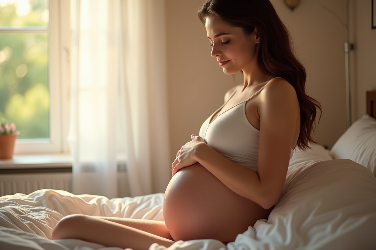 Femme enceinte dans une chambre lumineuse et sereine