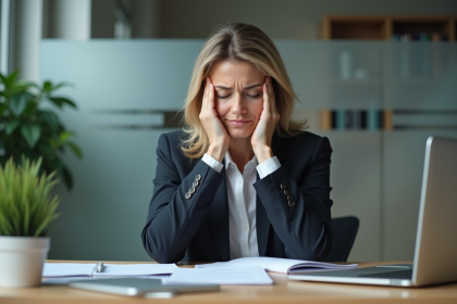 Femme d'affaires fatiguée au bureau en pleine journée