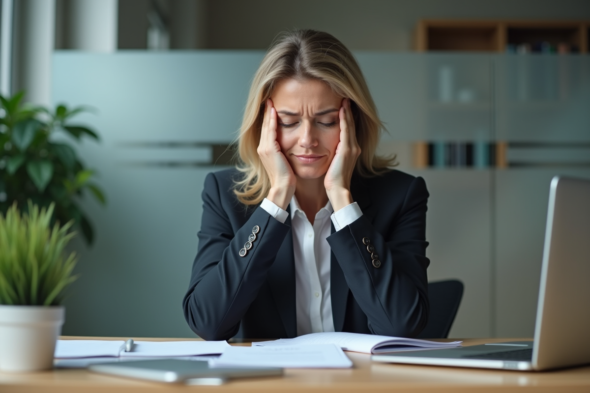 Femme d'affaires fatiguée au bureau en pleine journée