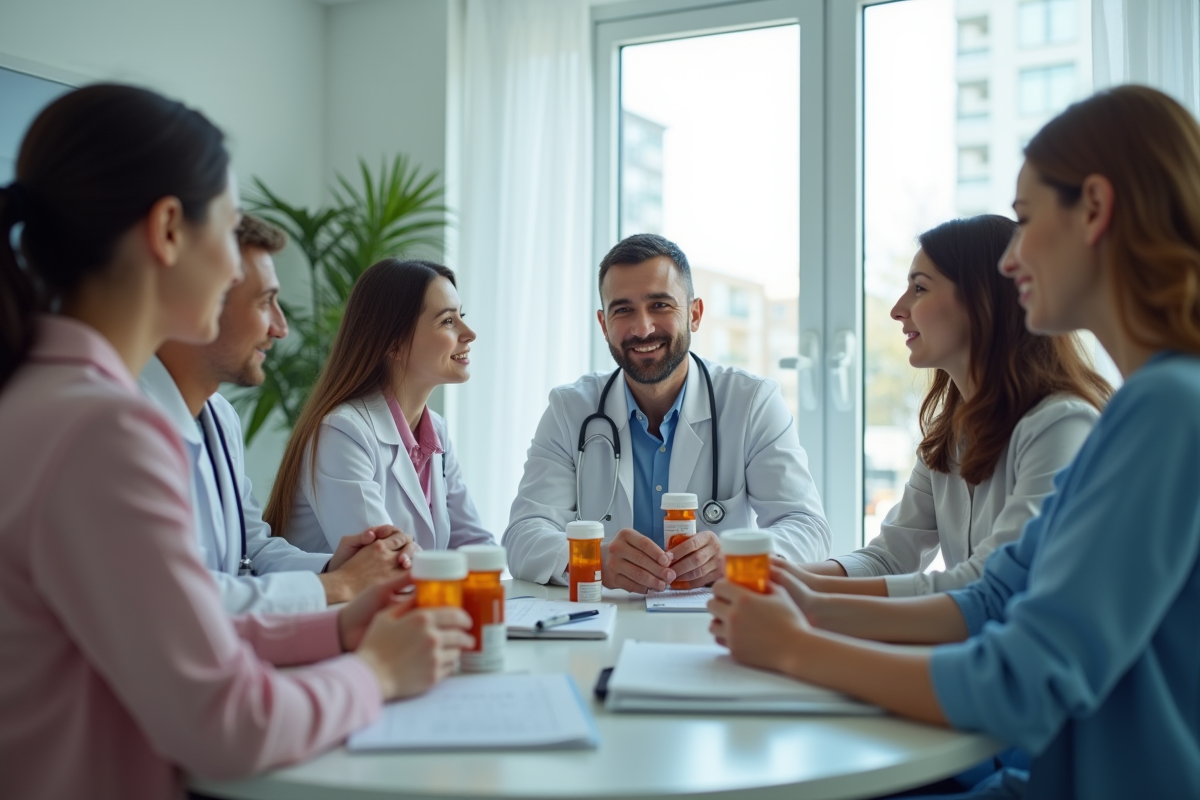 Groupe divers en consultation dans une clinique moderne