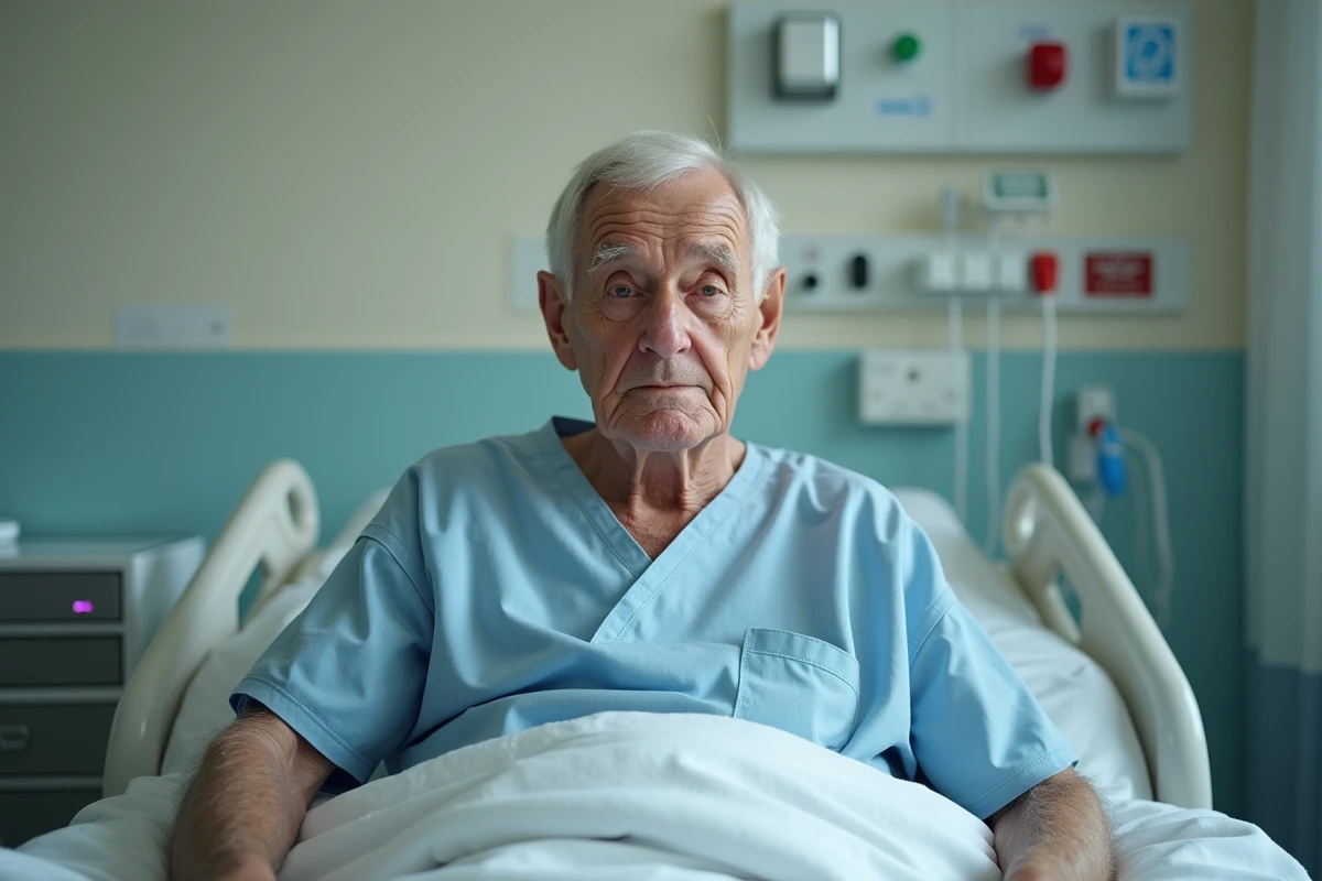 Homme âgé en blouse d