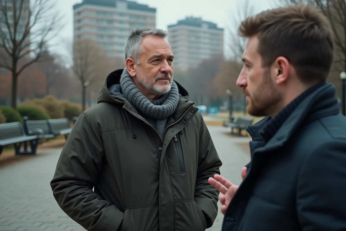 Homme contemplatif dans un parc en automne