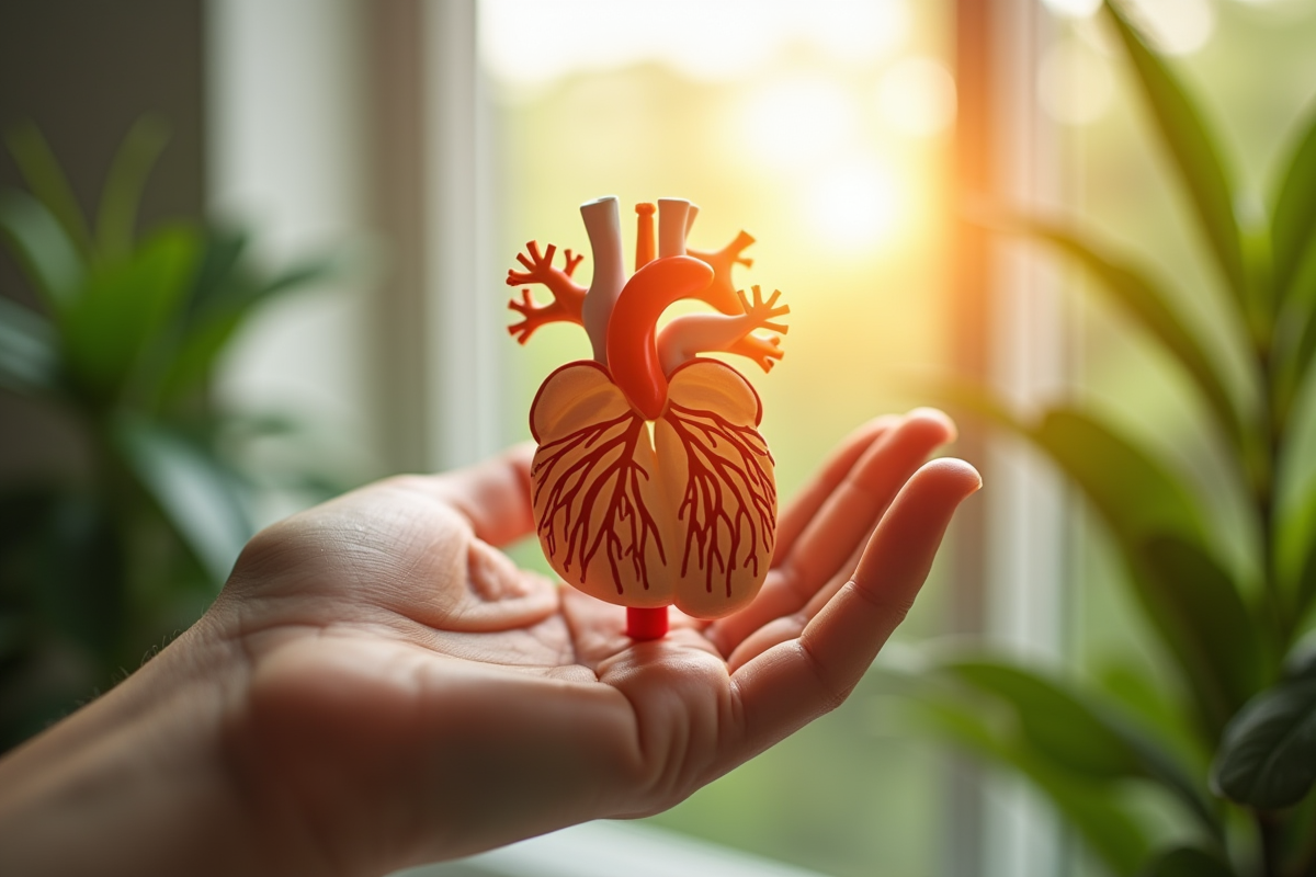 Main tenant un modele de nerfs peripheriques lumineux et sain