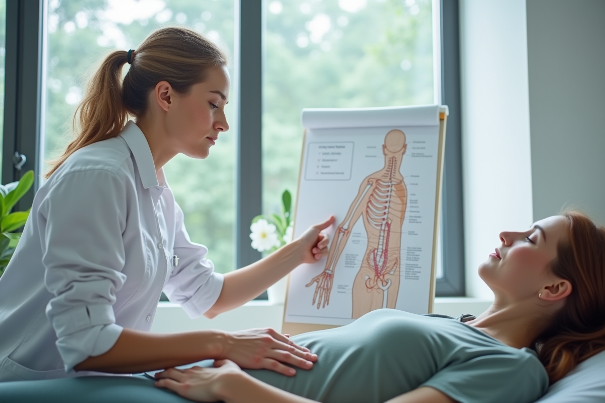 Personne recevant une physiotherapie douce sur le bras en clinique