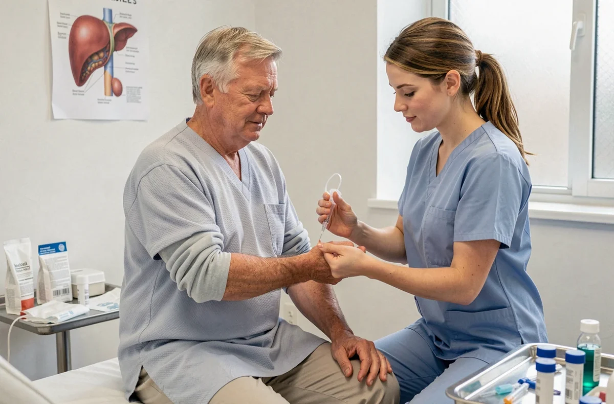 Prélèvement sanguin pour dosage du marqueur tumoral CA 19-9 lors d'un bilan de cholestase