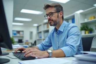 Médecin en bureau moderne avec documents et lettre CPAM