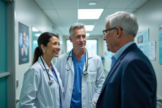 Groupe de professionnels de santé dans un hôpital moderne