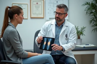 Médecin orthopediste en consultation avec une patiente