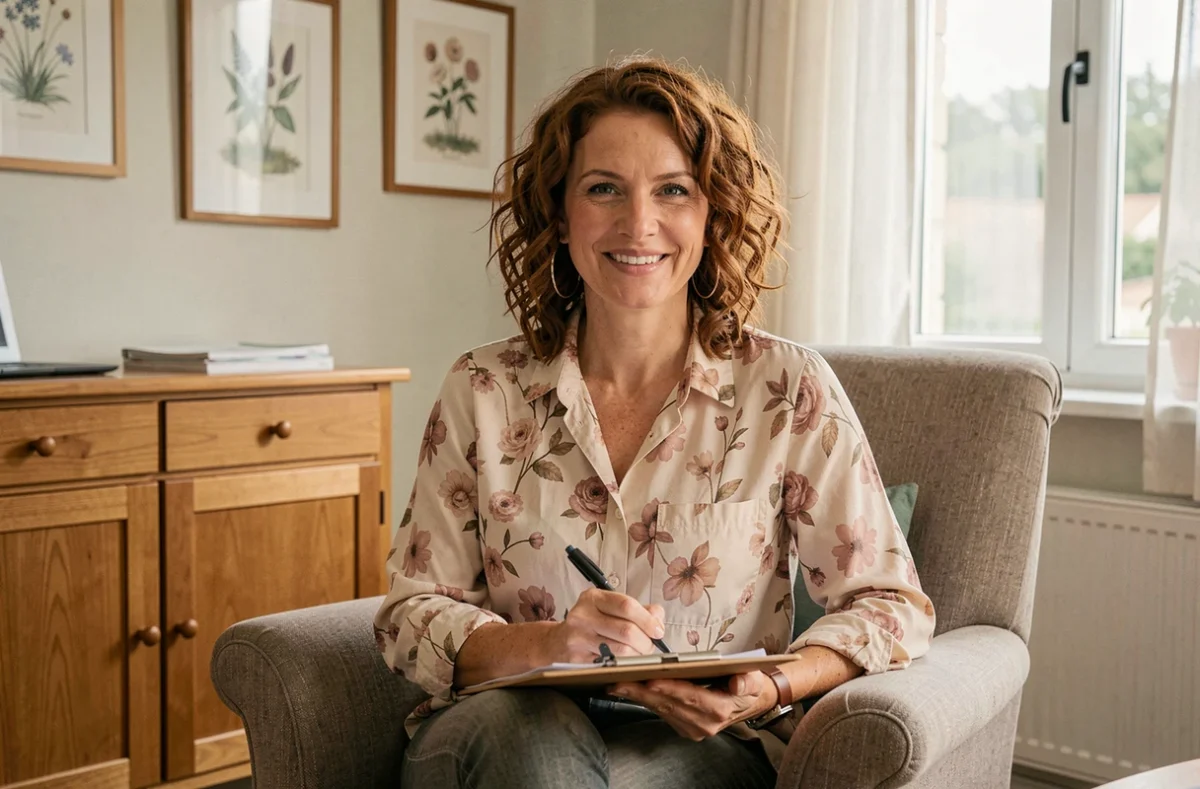 Stéphanie Leboucher, psychologue aux Herbiers, souriante et accueillante dans son cabinet aux touches chaleureuses